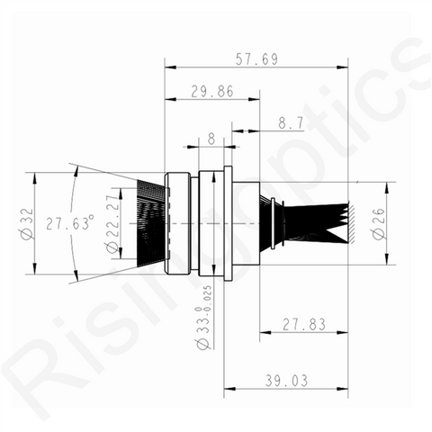 Объектив FL 25 мм F2.0 MWIR с фиксированным фокусным расстоянием для 640x512-15 мкм