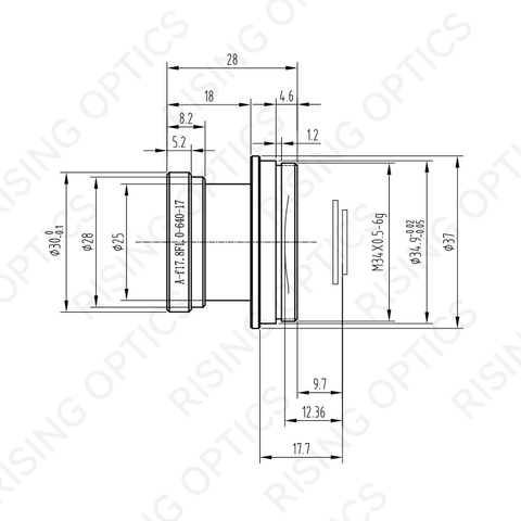 Длинноволновая инфракрасная атермальная линза FL17.8mm F1.0 для 640x512-17um