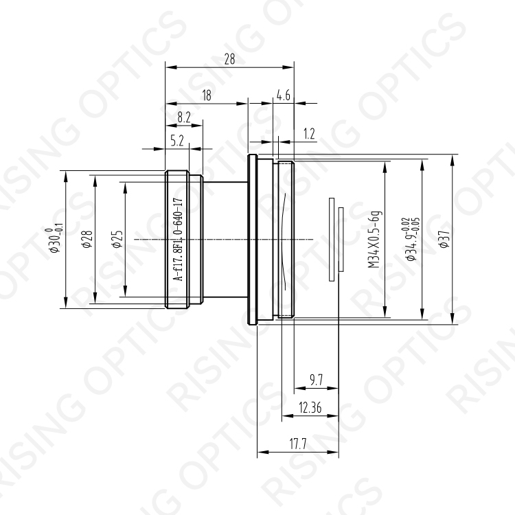 Длинноволновая инфракрасная атермальная линза FL17.8mm F1.0 для 640x512-17um