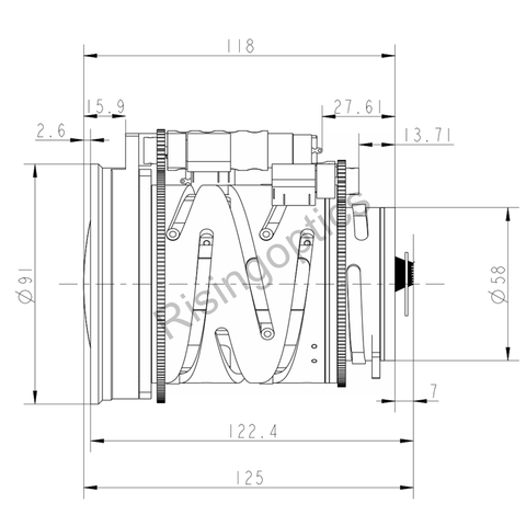 Объектив с постоянным зумом 22,9–90 мм F/0,92–1,2 LWIR для 1024x768–12 мкм