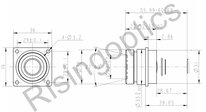 Объектив 25 мм F/2,0 MWIR с ручным управлением для 640x512, 15 мкм