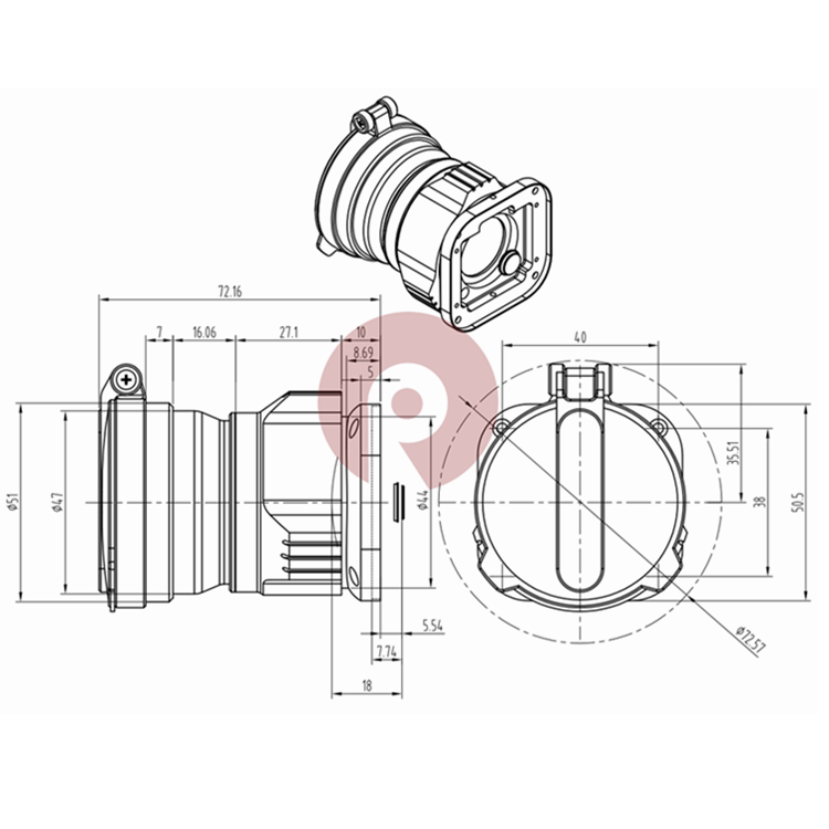 Инфракрасная линза FL50mm F1.1 для детектора 384x288-17um.