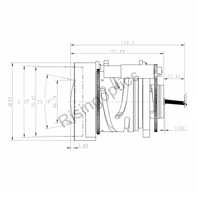  Зум-объектив MWIR 30–300 мм F/4,0 для детектора 640x512–15 мкм