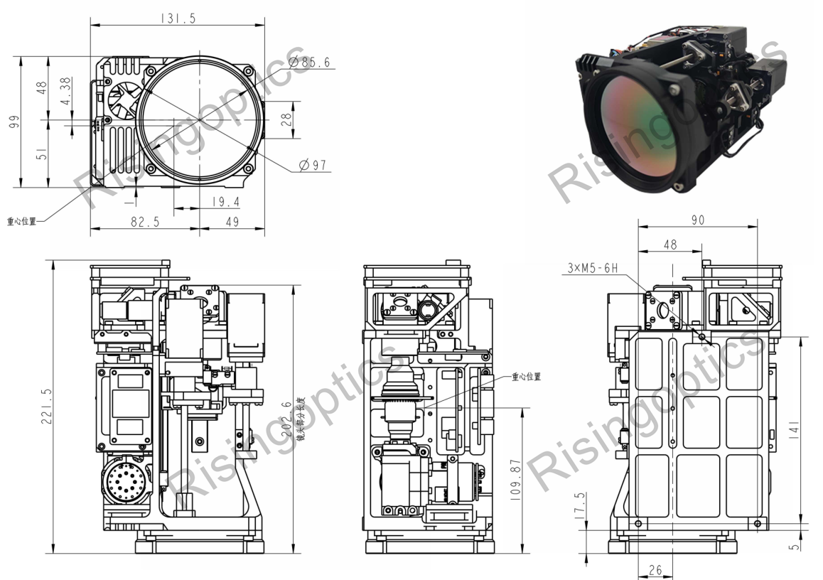 22,58–458 мм F/5,5 MWIR охлаждаемый непрерывный зум-объектив для 640x512,15 мкм