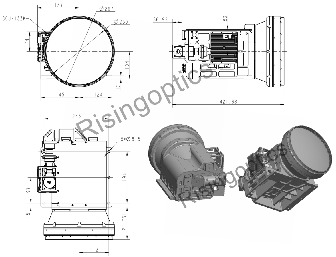 Непрерывный зум-объектив с охлаждением 40–1000 мм F/5,5 MWIR для 1280x1024–10 мкм