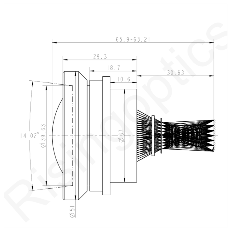 Объектив 50 мм F/2,0 MWIR с ручным управлением для 640x512–15 мкм