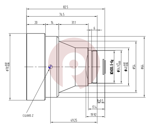 Атермальный объектив FL 75 мм F1.2 LWIR для детектора 640x480-17 мкм.