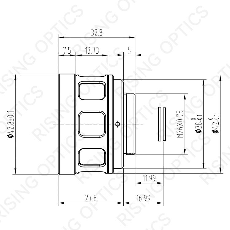 Прицельный объектив FL 38 мм F1.3 LWIR для 640x480-17 мкм/384x288-17 мкм