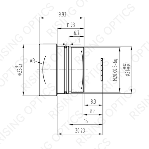 Атермальная линза FL 11 мм F1.2 LWIR для детектора 640x512-12 мкм