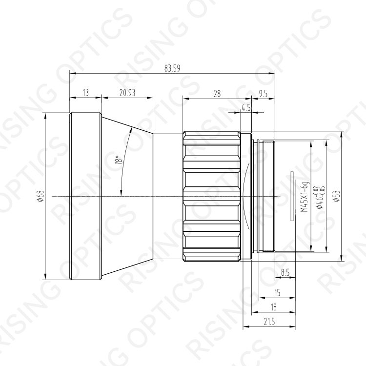 Объектив тепловизионного прицела FL 75 мм F1.3 LWIR для 640x512-17 мкм