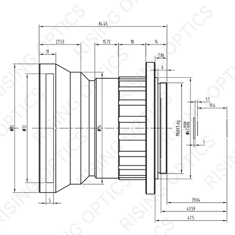 Объектив 70 мм F/2,0 MWIR с ручной фокусировкой для 640x512-15 мкм