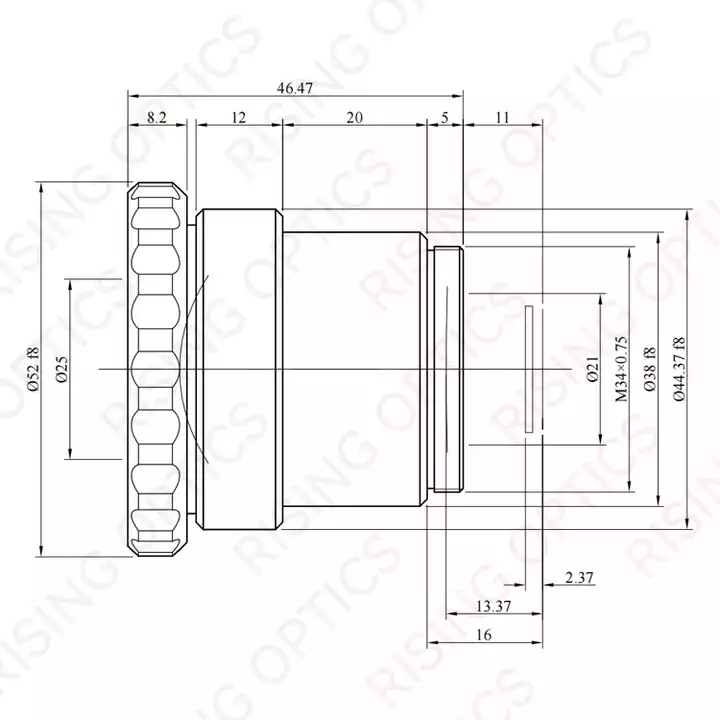 Объектив FL11mm F1.0 LWIR с ручной фокусировкой для 384x288-17um