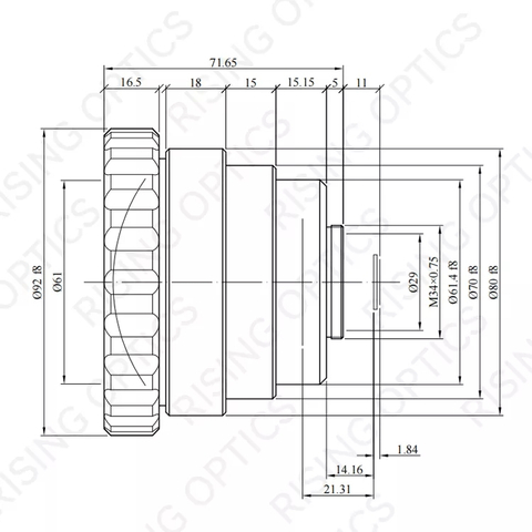 Объектив 60 мм F/1,0 LWIR с ручной фокусировкой для 640x480-17 мкм