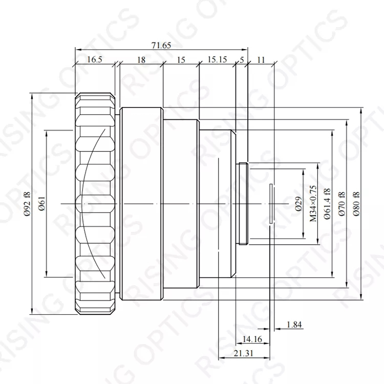 Объектив 60 мм F/1,0 LWIR с ручной фокусировкой для 640x480-17 мкм