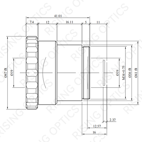 Объектив 7,5 мм F/1,0 LWIR с ручной фокусировкой для 640x480-17 мкм и 384x288-17 мкм