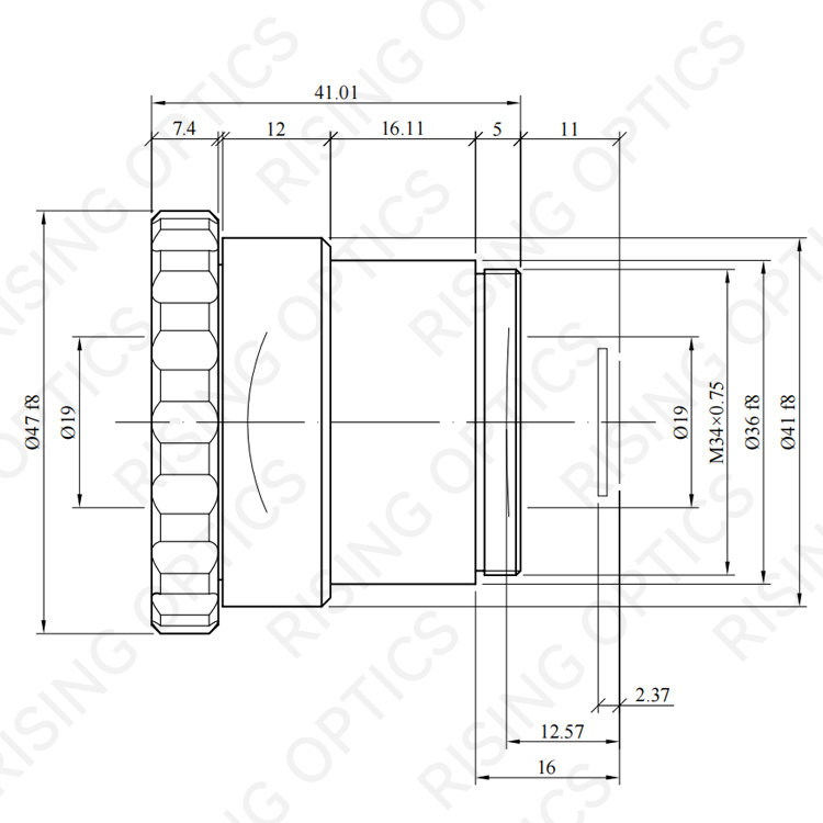 Объектив 7,5 мм F/1,0 LWIR с ручной фокусировкой для 640x480-17 мкм и 384x288-17 мкм