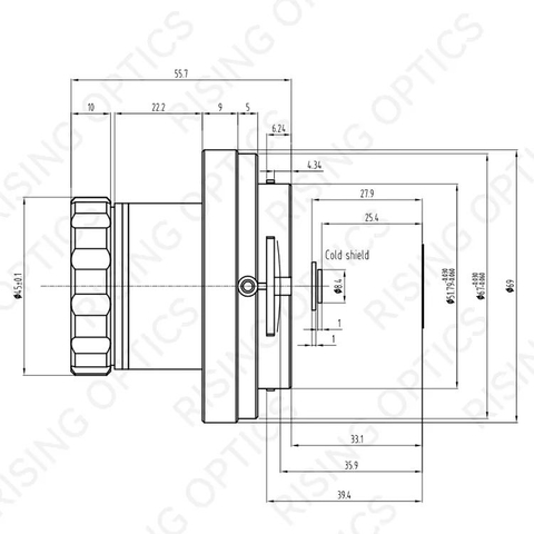 Объектив с ручной фокусировкой 25 мм F/3,0 MWIR для детектора 1024X768-17um