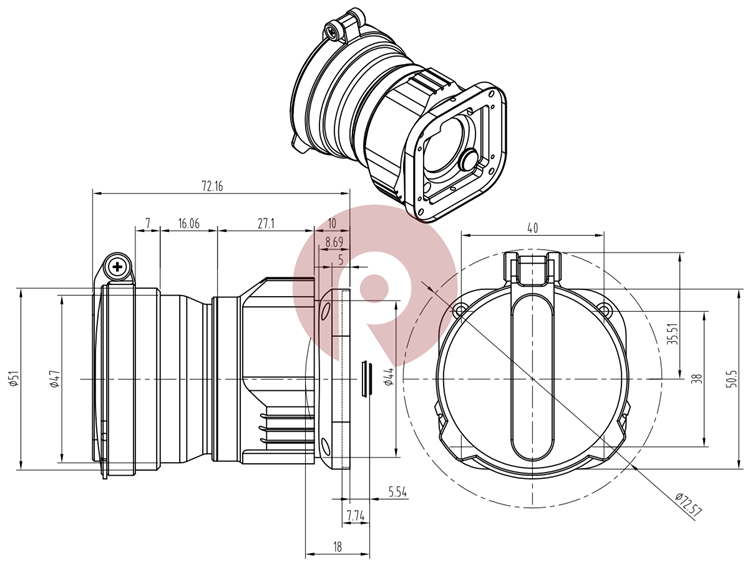 Длинноволновая тепловизионная линза 50 мм F/1,1 для 384x288-17um