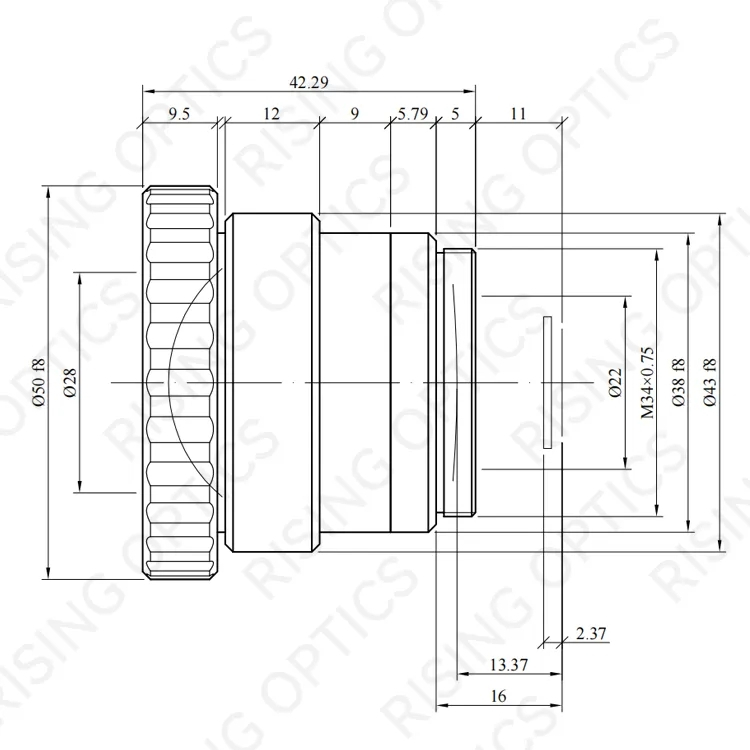 Объектив с ручной фокусировкой 15 мм F/1,0 LWIR для 640x480-17 мкм/384x288-17 мкм