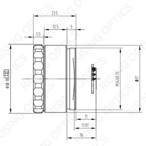 Объектив с ручной фокусировкой 19 мм F/1,0 LWIR для инфракрасного прицела